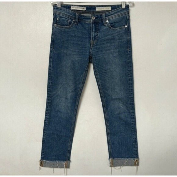 Anthropologie Pilcro Slim Straight Mid‎ Rise Jeans Stretch Denim Womens Size 26 - Picture 1 of 8